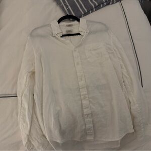 J.Crew White Linen Button Down Shirt Size Medium